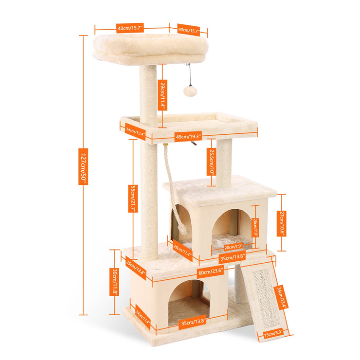 Luxurious cat tower with double condos