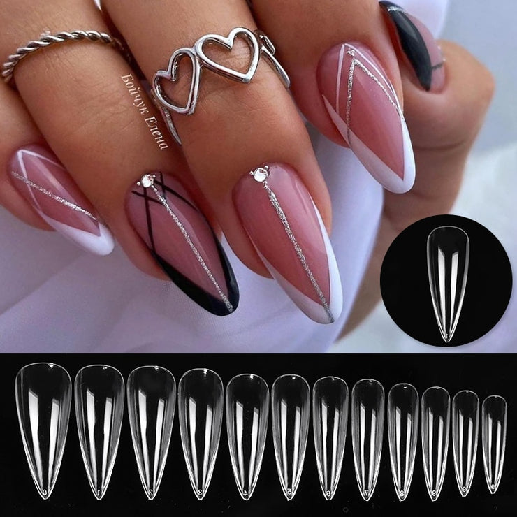 Clear long nail tips acrylic set