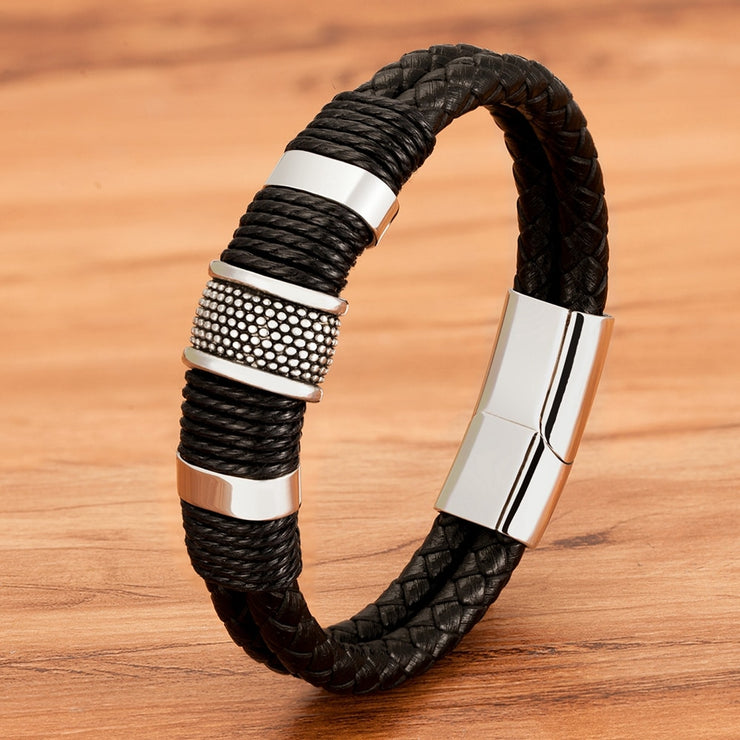 Woven Leather Rope Wrap Bracelet