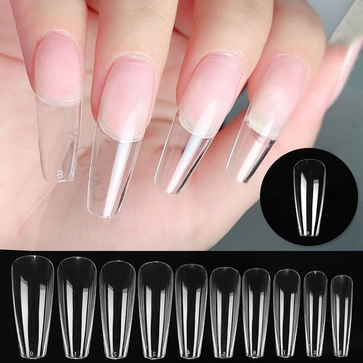 Clear long nail tips acrylic set